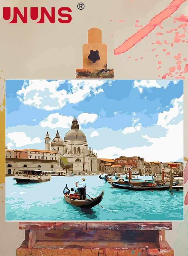UNUNS 4 Pack DIY Paint by Number Kit,Paint by Numbers for Adults and Kids Beginner,Landscape Painting by Number Kits On Canvas, Number Artist Paint by Number Kit DIY Oil Painting Acrylic Paints Home Wall Decor(40*50cm) - Image 3